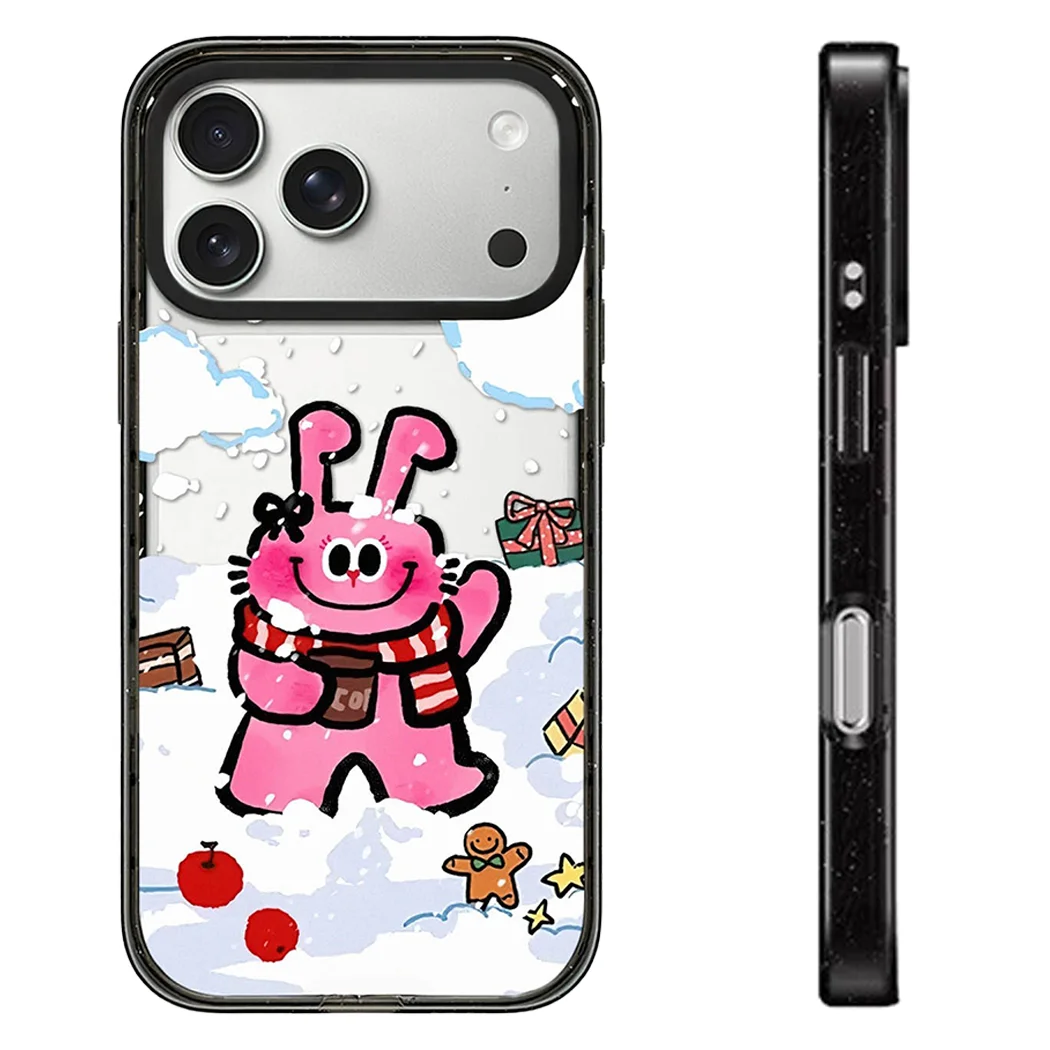 

Snow Cartoon Rabbit Acrylic Black Border Phone Cover for IPhone 12 13 14 15 16 17 Pro Max Case for IPhone 17Air