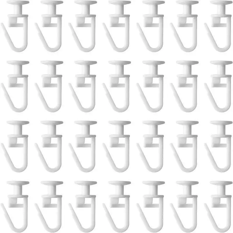 50Pcs White Plastic Curtain Track Hooks Sturdy Construction Easy Install For Home Office Window Curtain Hanging Kit