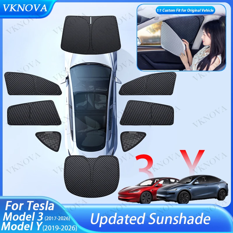 

Upgrade Privacy Sunshade For Tesla New Model 3 Y 2026 2025 Front Side Window Sun Shades Windwhield Blind Shading Outdoor Camping