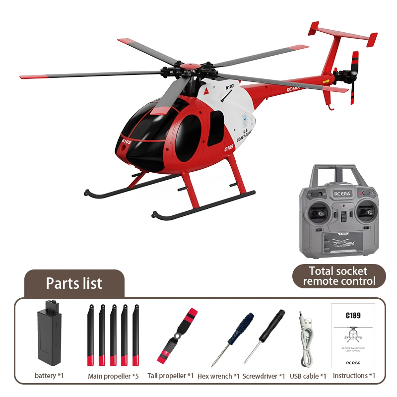 PurAr RC Helicopter MD500 C189 Helicopter with Single-Rotor, 1/28 2.4G 4CH 6-Axis Gyro RTF Version