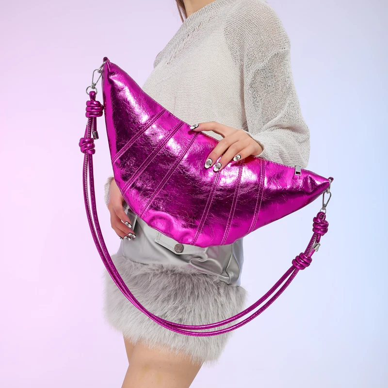 

Glossy Gold Silver Evening Clutch Bag Ladies Fashion Hobo Bag Pu Leather Handbag Designer Dumpling Shoulder Crossbody Bags