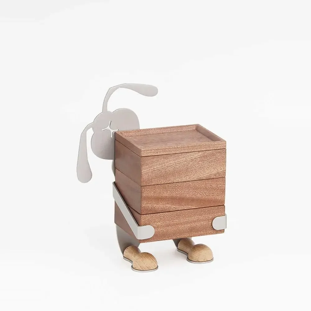 Premium solid wood jewelry box storage box earrings bracelet storage box creative rabbit ornament brick rabbit