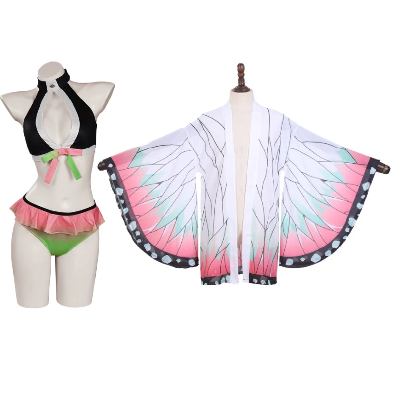 

Demon Kochou Anime Shinobu Cosplay Costume Kanae Swimsuit Cloak Mitsuri Slayer Halloween Disguise Suit for Adult Women