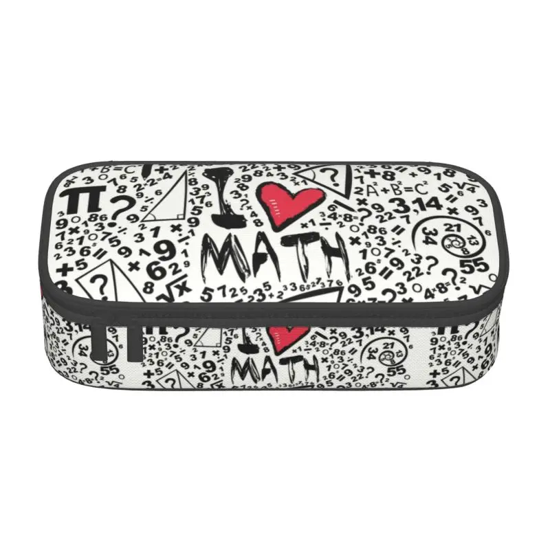 Custodie per matite Kawaii personalizzate I Love Math Pattern Gilrs Large Capacity Geek mathic Teacher Pencil Bag accessori per la scuola