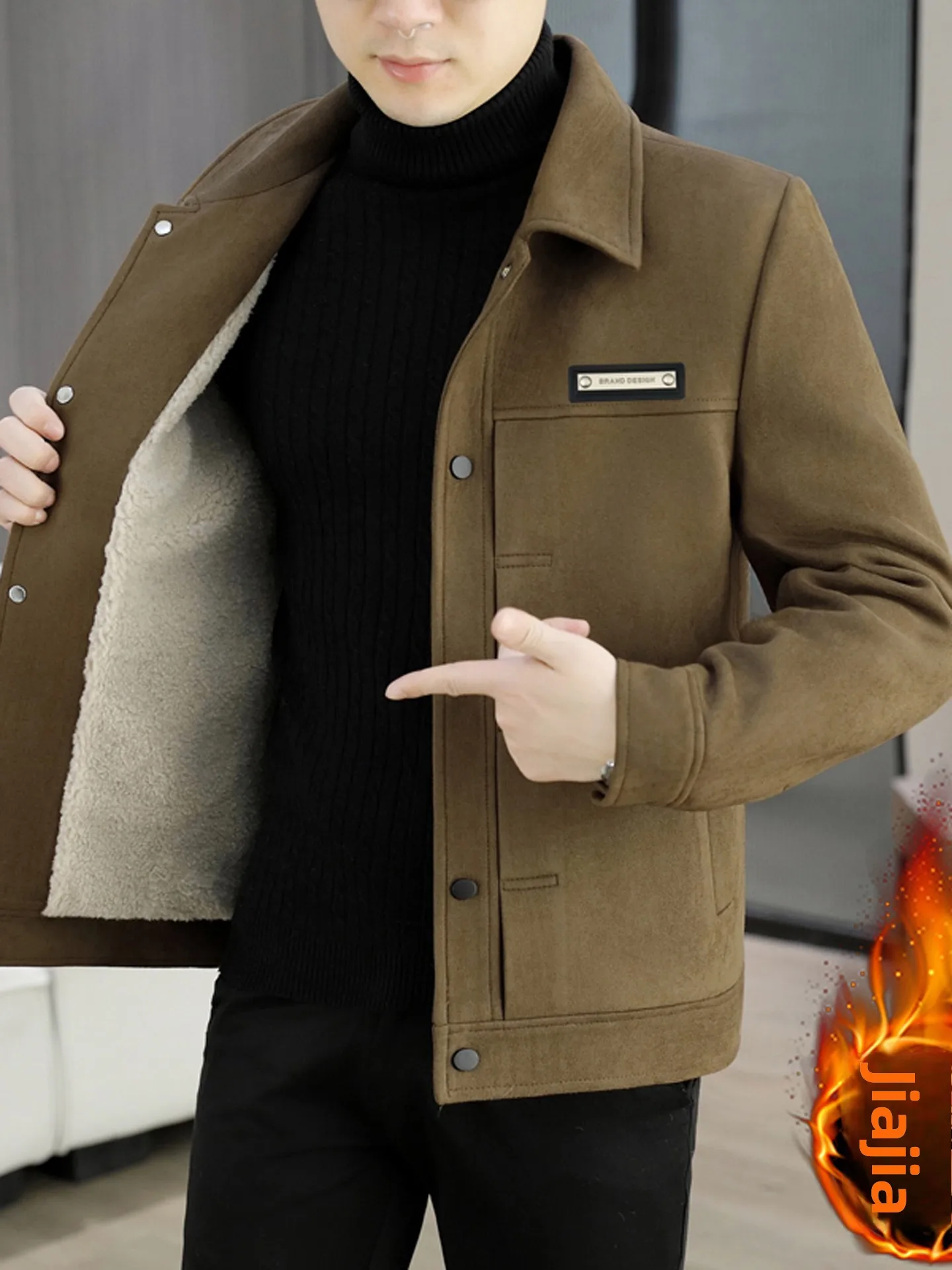 

Мужское замшевое пальто Jaet, зимнее, 2025, новая трендовая модель, повседневное, легкое, модное, шерстяное, удлиненное, прямого кроя