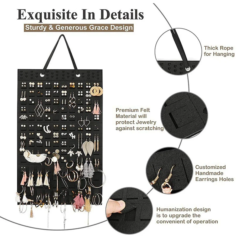 Wall Hanging Brooch Display Stand Felt Enamel Pin Badge Button Storage Holder Necklace Earring Hanging Organizer