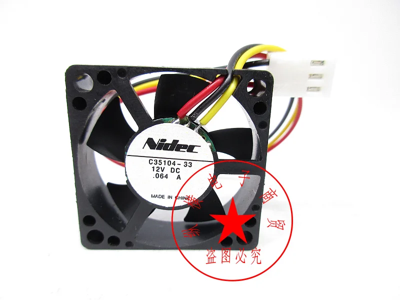 Nidec C35104-33 DC 12V 0.064A 35x35x10mm 3-Wire Server Cooling Fan