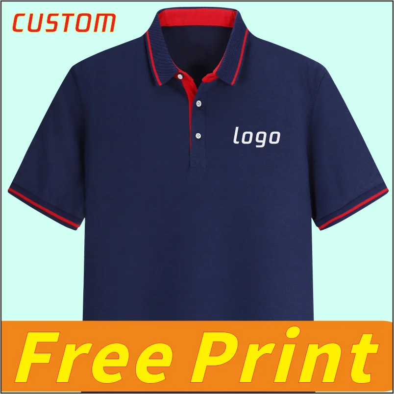 Business casual POLO shirt custom printed logo logo summer short sleeved lapel t-shirt embroidered men\'s and women\'s breathable