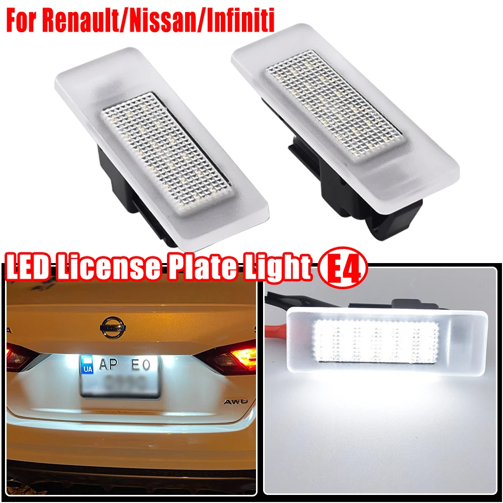 LED Number Plate Lamp For Infiniti Q50 Q60 QX30 QX40 Nissan GTR Leaf Rouge For Renault Clio V Koleos Talisman White License