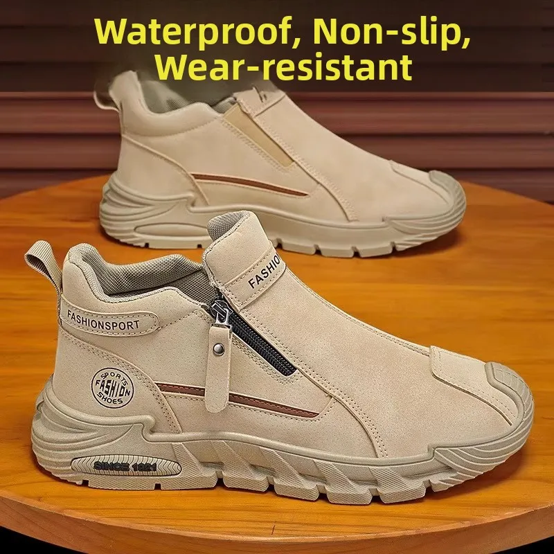 

Men's Casual High-Top Work Boots Anti-Slip Wear-Resistant for Daily Work And Office Wear Spring Autumn Season Leather oes