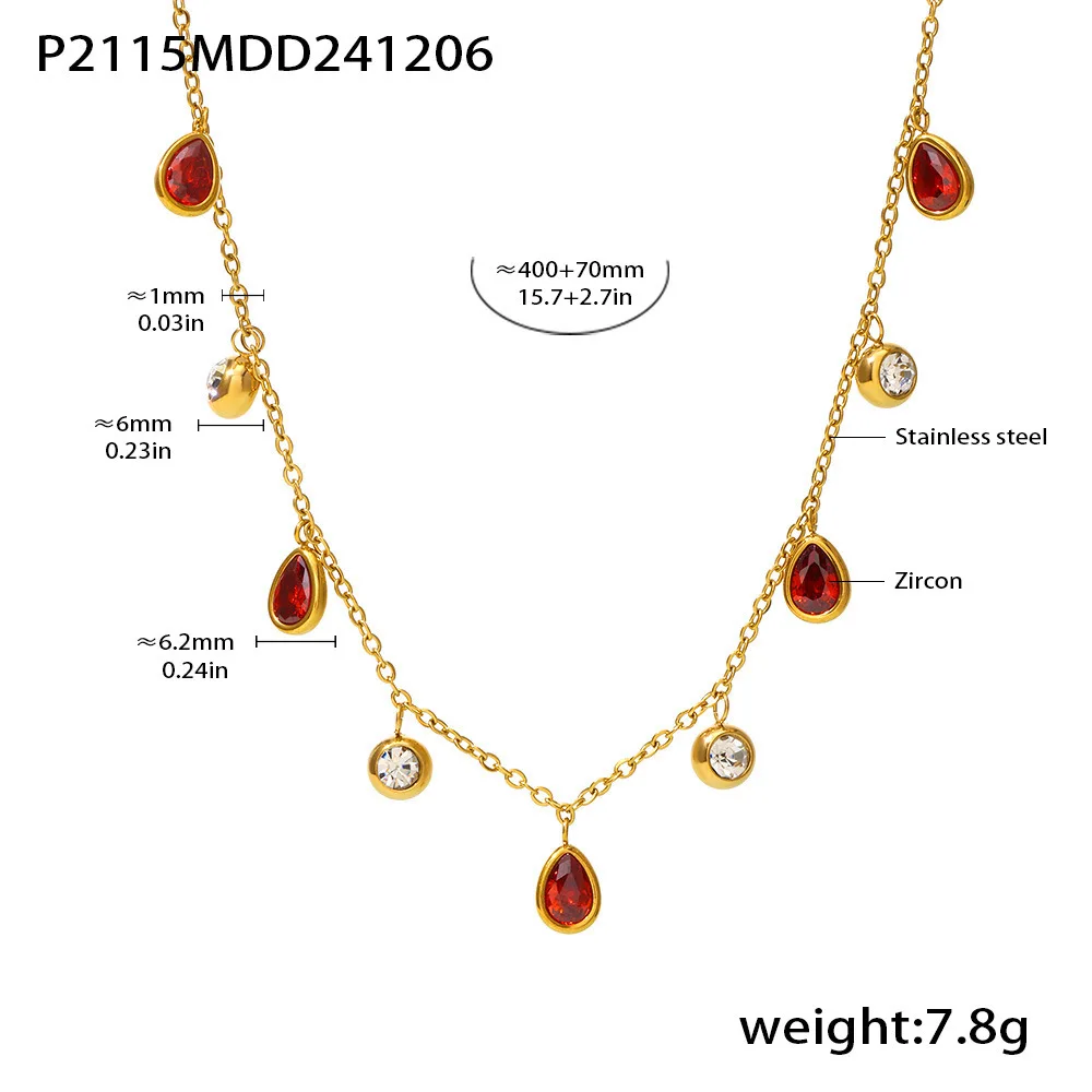 Women's Gold Plated Zircon Water Drop Pendant Necklace