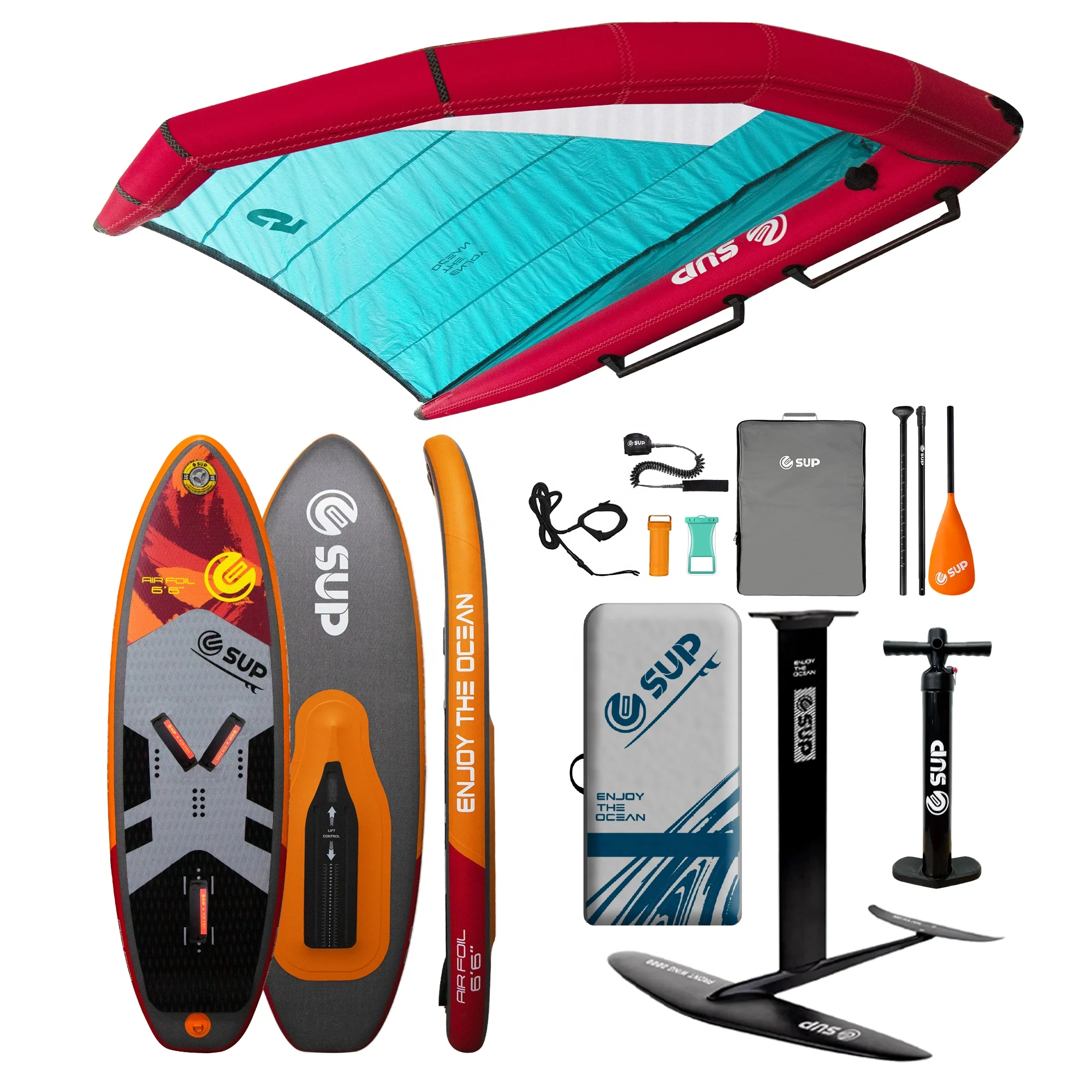 

Inflatable Standing Paddle Board Hydrofoil Paddle Board Carbon Fiber Base Including Complete Set Of Wind Wings By