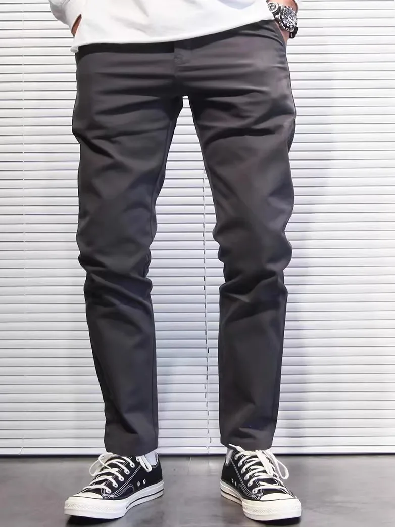 

New American Retro Casual Cotton Pants Men's Spring Autumn Trending Match Straight Tube Elastic Workwear Trousers