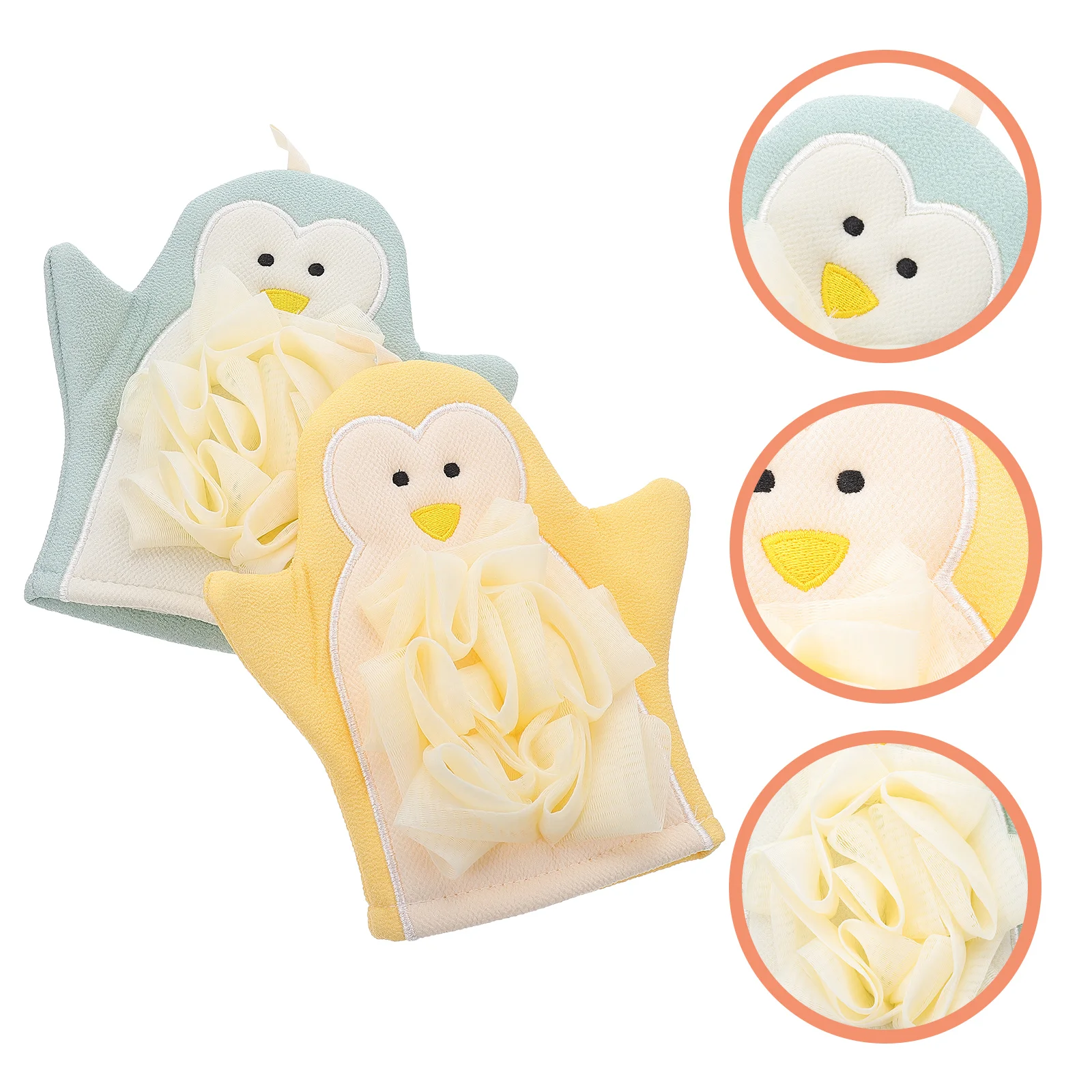 2 Pcs Towel Cartoon Bath Gloves Baby Towels Body Soap Scrubbing Showering Clean Mitts Cleaning Exfoliating