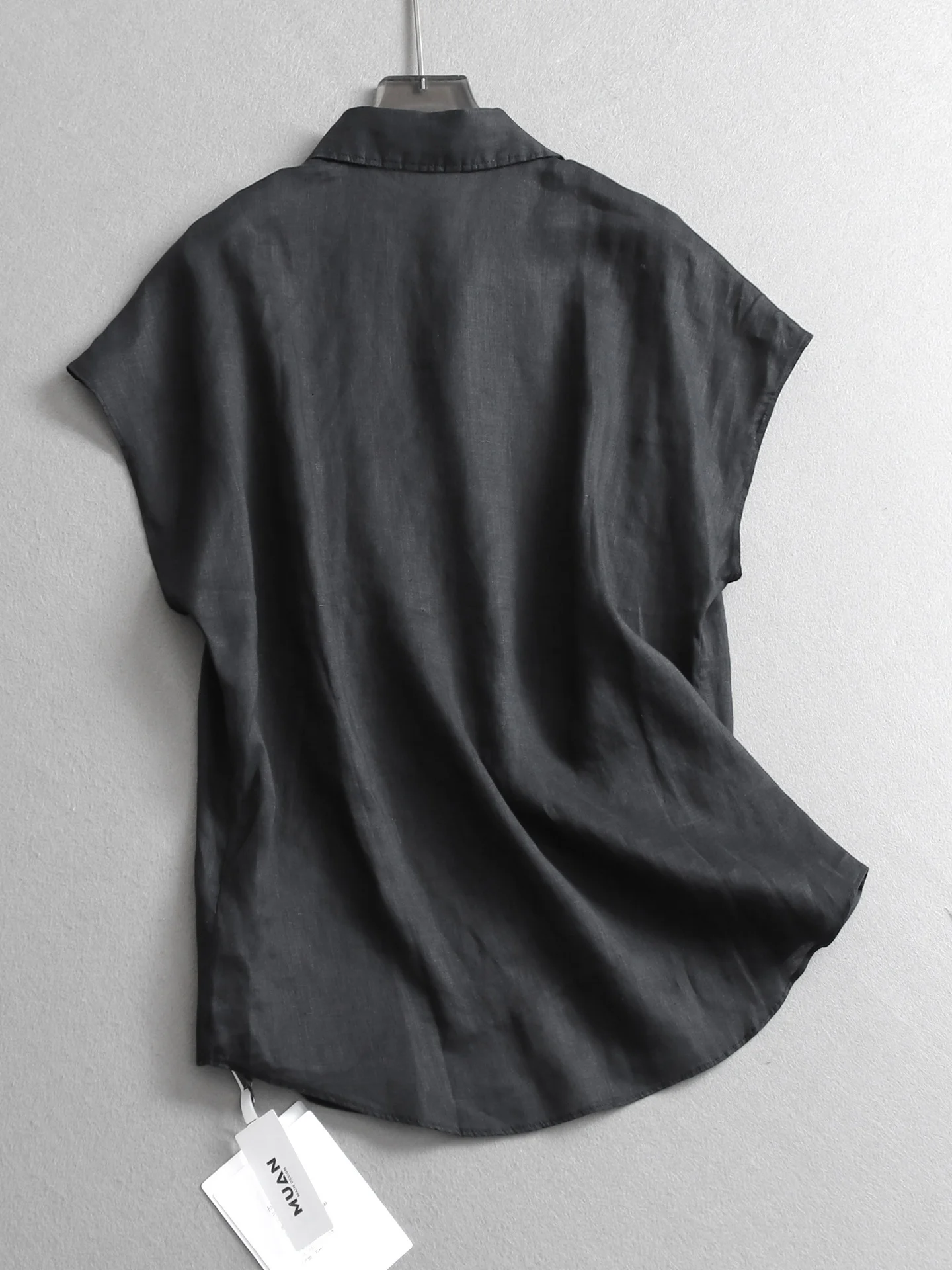 Linen Casual Short Sleeve Shirt Women's Skin-friendly Breathable Loose Fit Minimalist Pure Color Button-down Office Wear Slim...