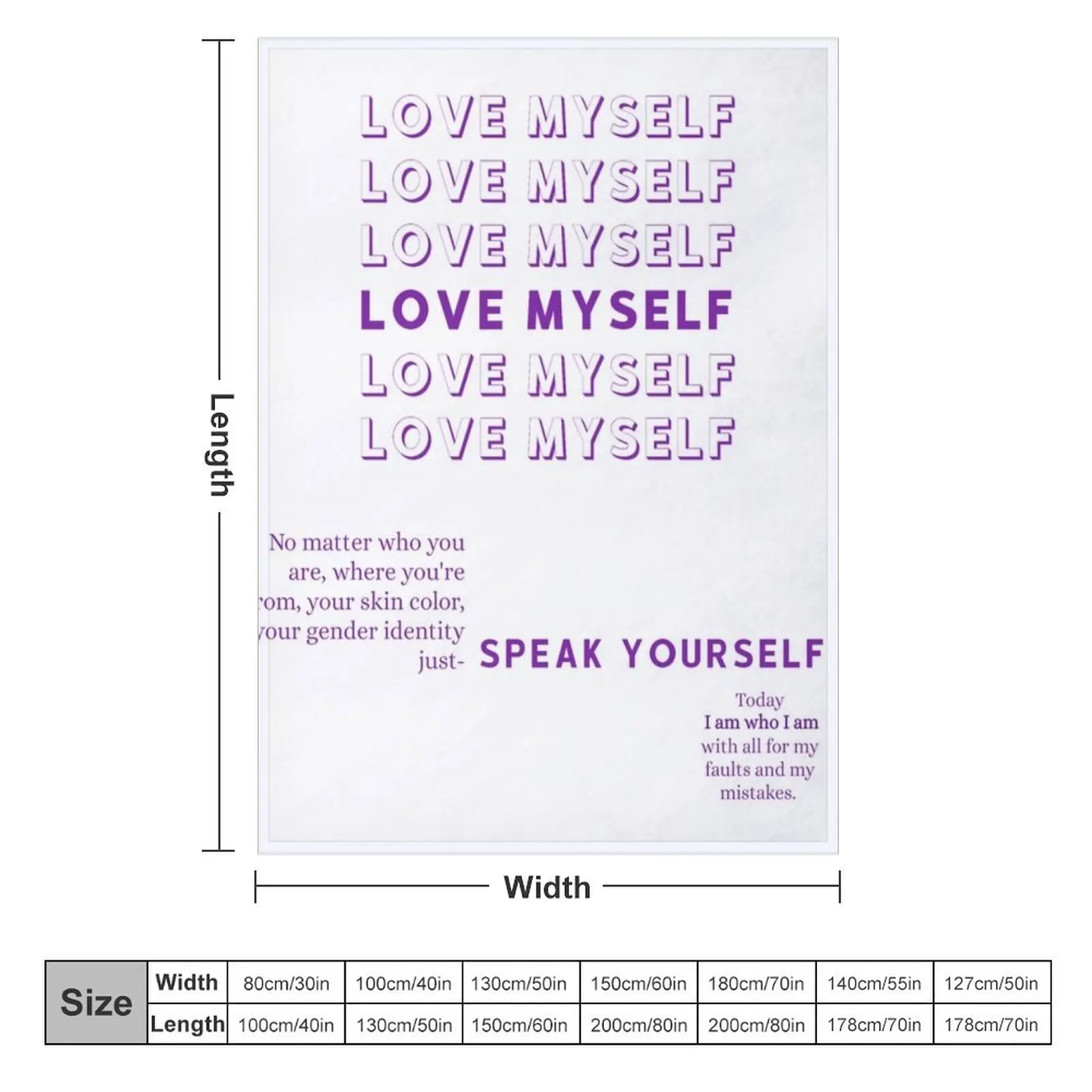 Love Myself - Speak Yourself Throw Blanket Camping Cute Beach Blankets