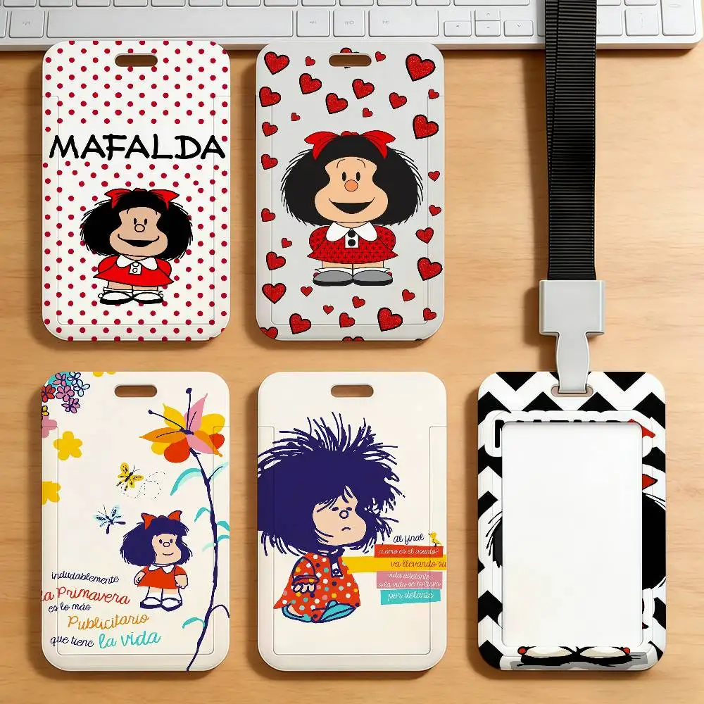 Mafalda Cartoon Cute Card Holder Student Campus Meal Cards Public Transport Subway Cardcase