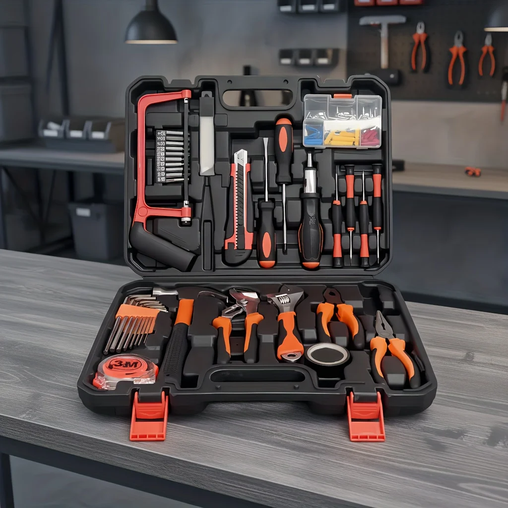 

99-Piece Household Tool Set with Pliers, Screwdrivers, Hex Keys. For home, yard & car repair, daily maintenance.