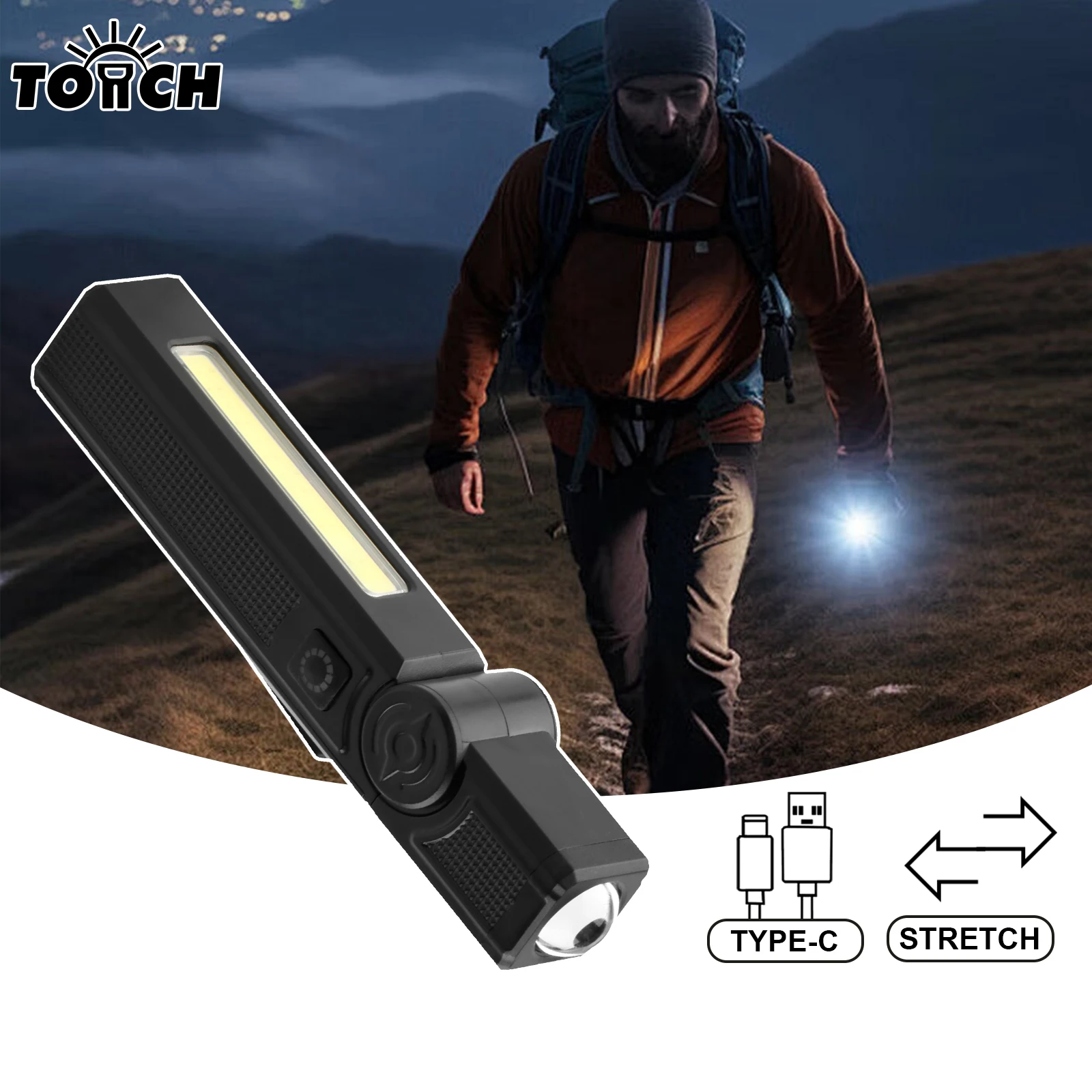 

1 шт. светодиодный фонарик USB перезаряжаемый с магнитом, регулируемый головной фонарь, мини, карманный фонарик с зажимом, для экстренной помощи