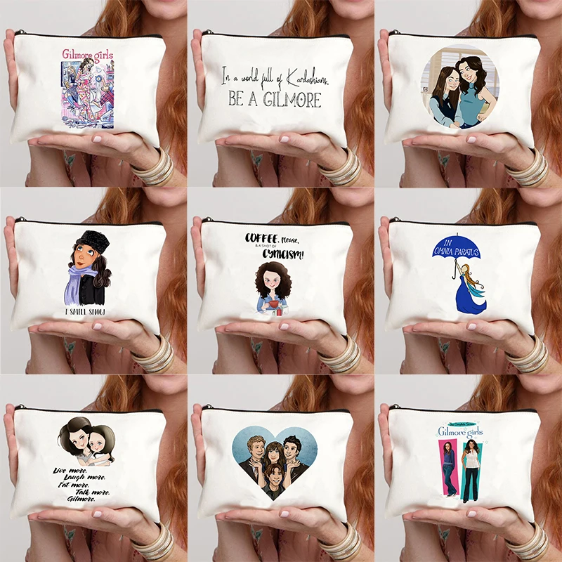 2023 Gilmore Girls Printing Canvas Zipper Makeup Bag Cosmetic Pouch Travel Lipstick Bag School Pencil Case Girl Makeup Storage