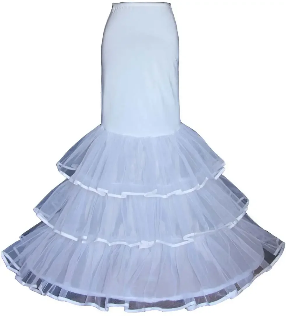 

Mermaid Wedding Double Layer Petticoat with Hoop White