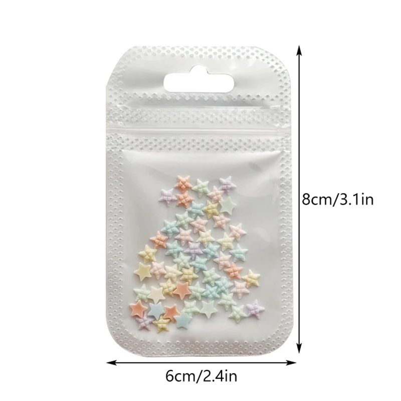 50pcs Flat Bottomed Pentagram Nail DIY Accessory Macaron Love Nail Diamond Decorative Girl's Colorful Nail Salon Accessories