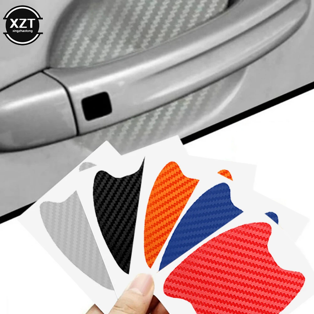 NEW 4Pcs/Set Car Door Sticker Carbon Fiber Scratches Resistant Cover Auto Handle Protection Film Exterior Styling Accessories