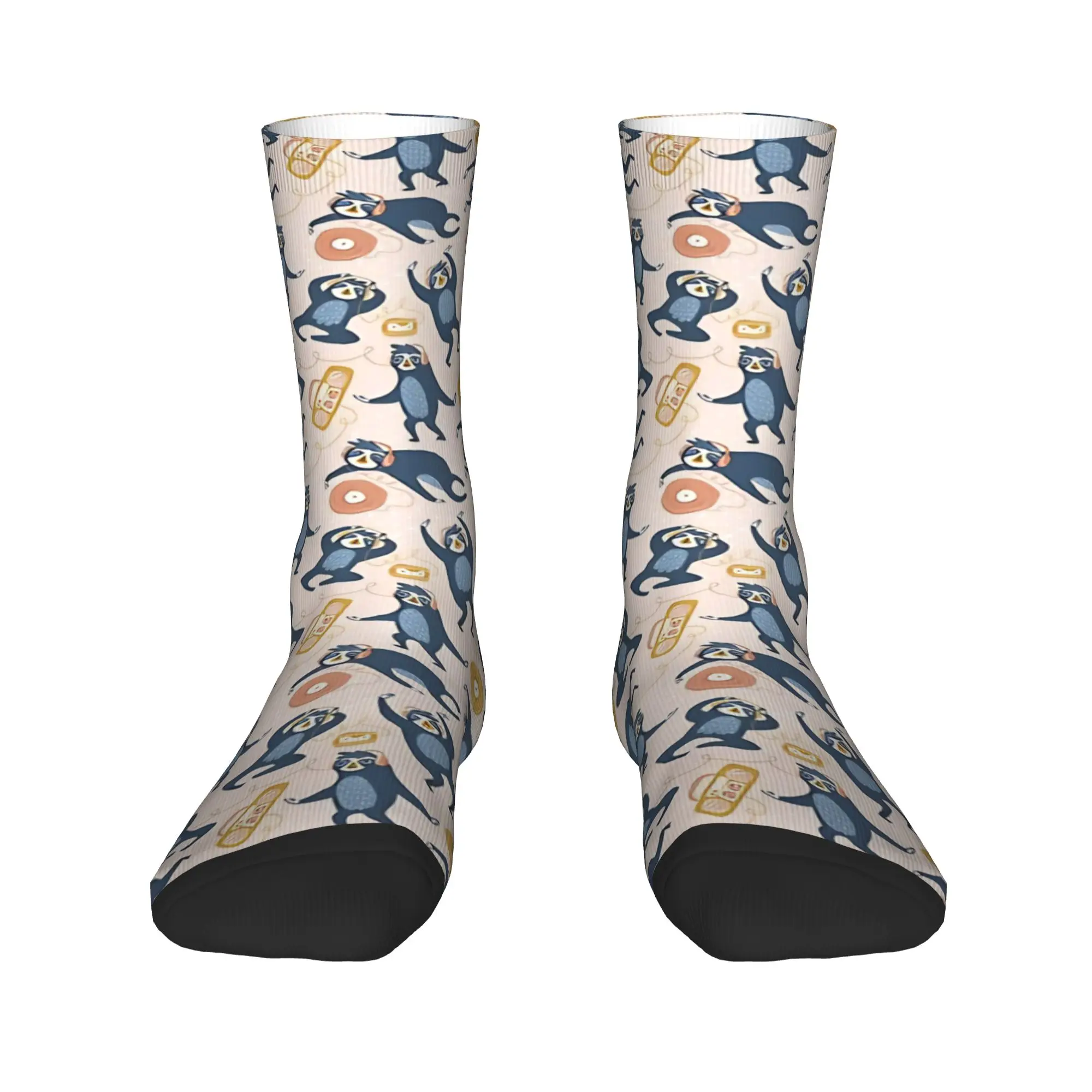 Women Men Socks Sloths Relax With Music   Stockings Anti Slip Comfortable Socks Autumn Trendy Printed Running Sports Socks