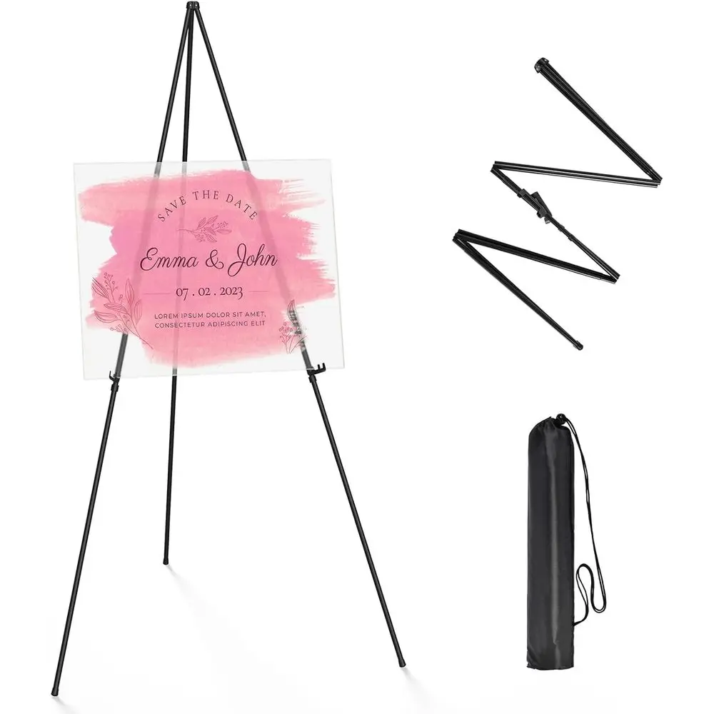 Thicken Display Easel Stand - 63 Tripod Collapsible Portable Sturdy Floor Easel - Easy Folding Adjustable Poster Metal Stand for