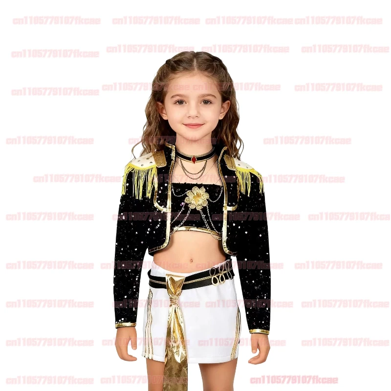 어린이 변장 루미 코스프레 소녀 골든 스테이지 의상 만화 악마 퇴치자 코스튬 청소년 6~14세 역할 놀이 화려한 파티 의상