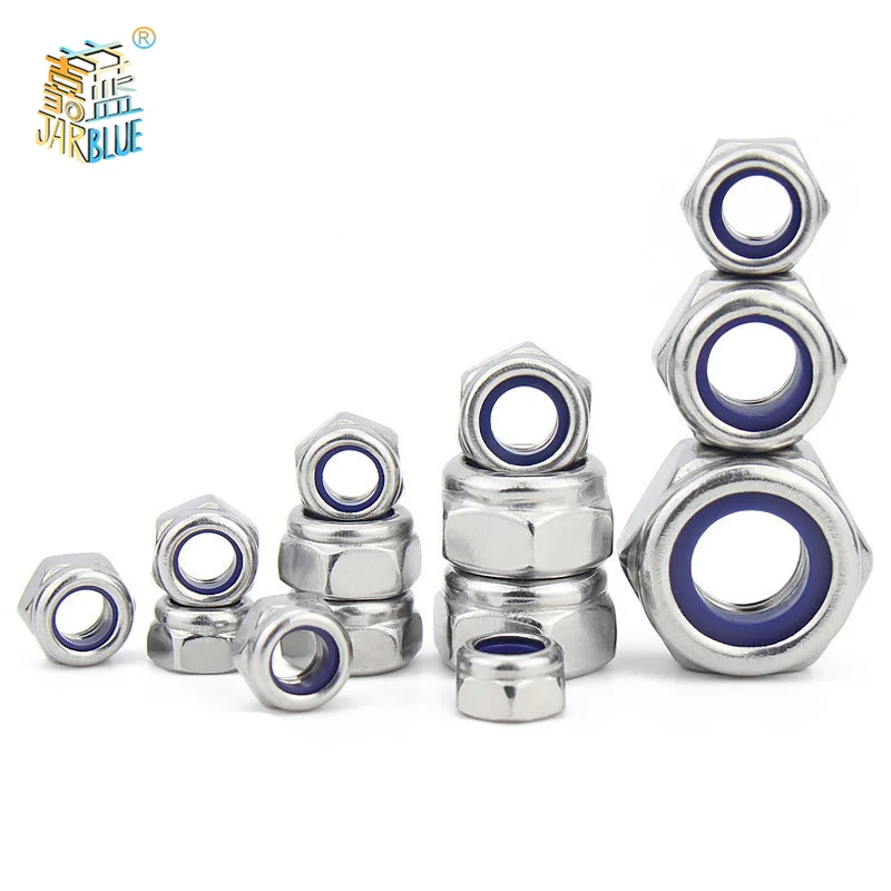 1/5/10/20pcs M2 M2.5 M3 M4 M5 M6 M8 M10 M12 M14 M16 M18 M20 M22 304 Stainless Steel Nylon Self-lock Hex Nuts Locknut DIN985