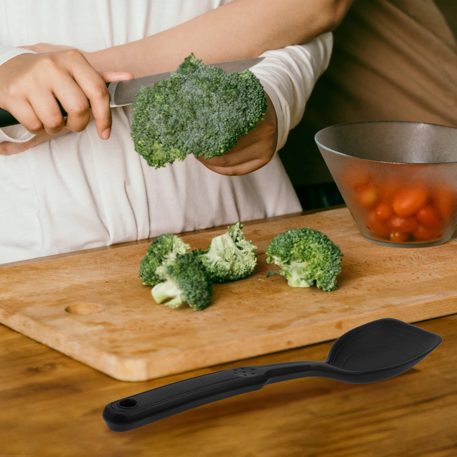 

Silicone Cooking Spatula Black Kitchen Frying Spatula Safe Non stick Long Handle Spoon Pancake Mixing Utensil Household Supplies