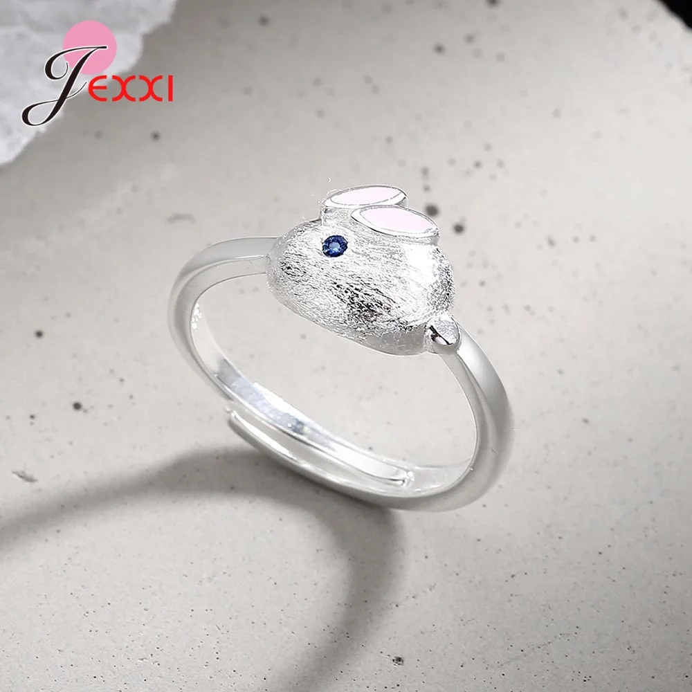 Fashion Cute 925 Sterling Silver Rabbit New Arrival Adjustable Rings For Women Lady Girl Silver 925 Jewelry