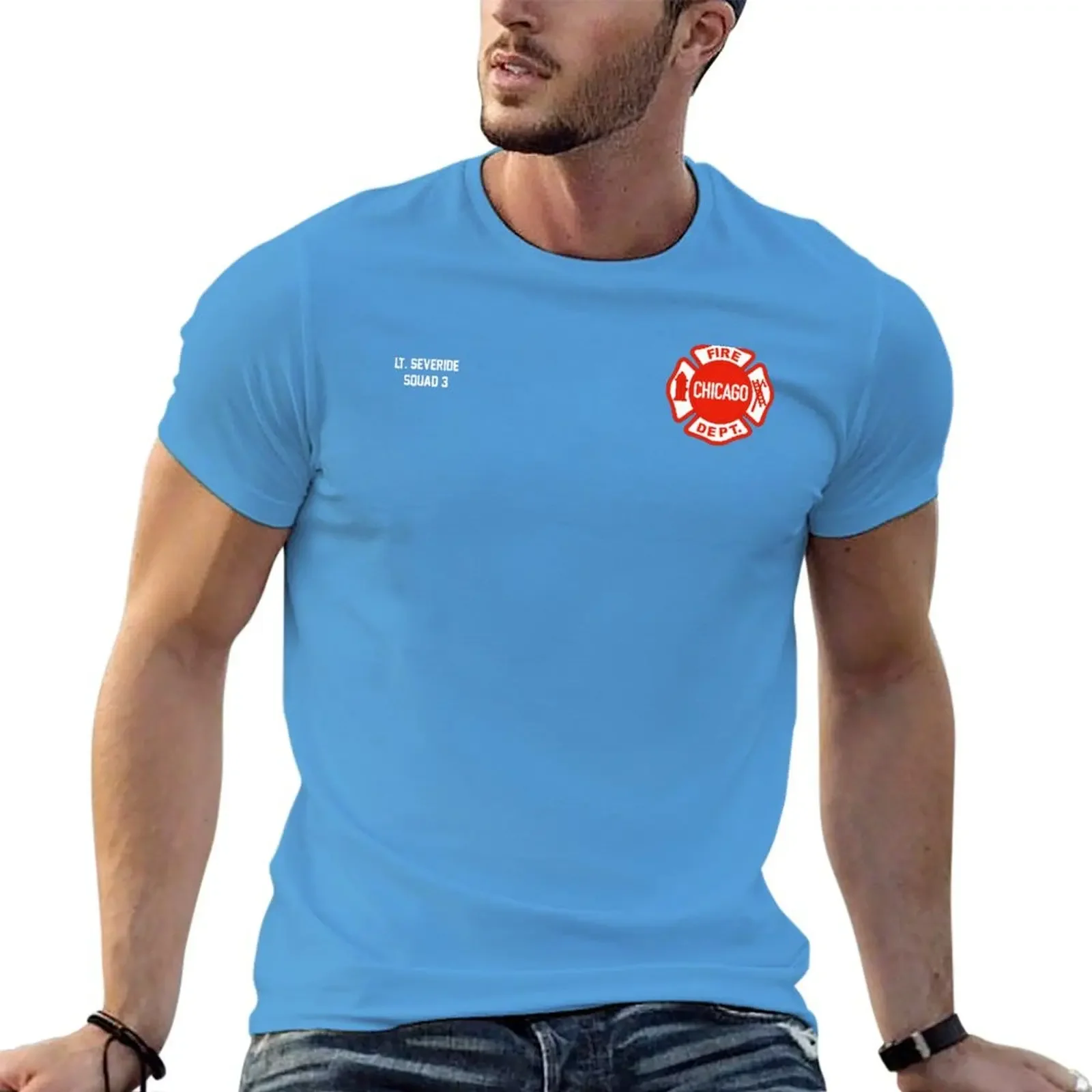 2024 aesthetic men t shirt CHICAGO FIRE - LT. SEVERIDE - SQUAD 3 T-shirt short sleeves pure cotton tops casual streetwear