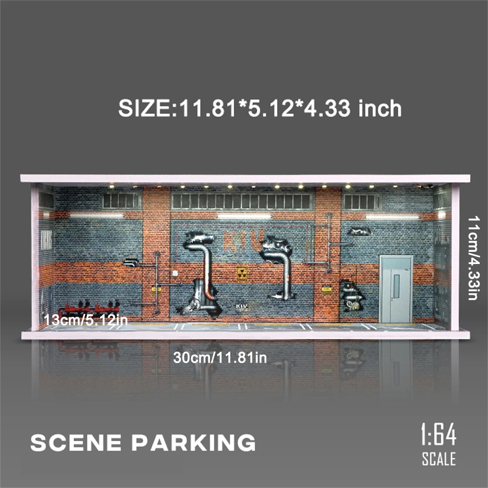 1/64 Model Parkeerplaats Parkeerplaats met verlichting Gesimuleerde decoratiescène (figuren en auto's niet inbegrepen)