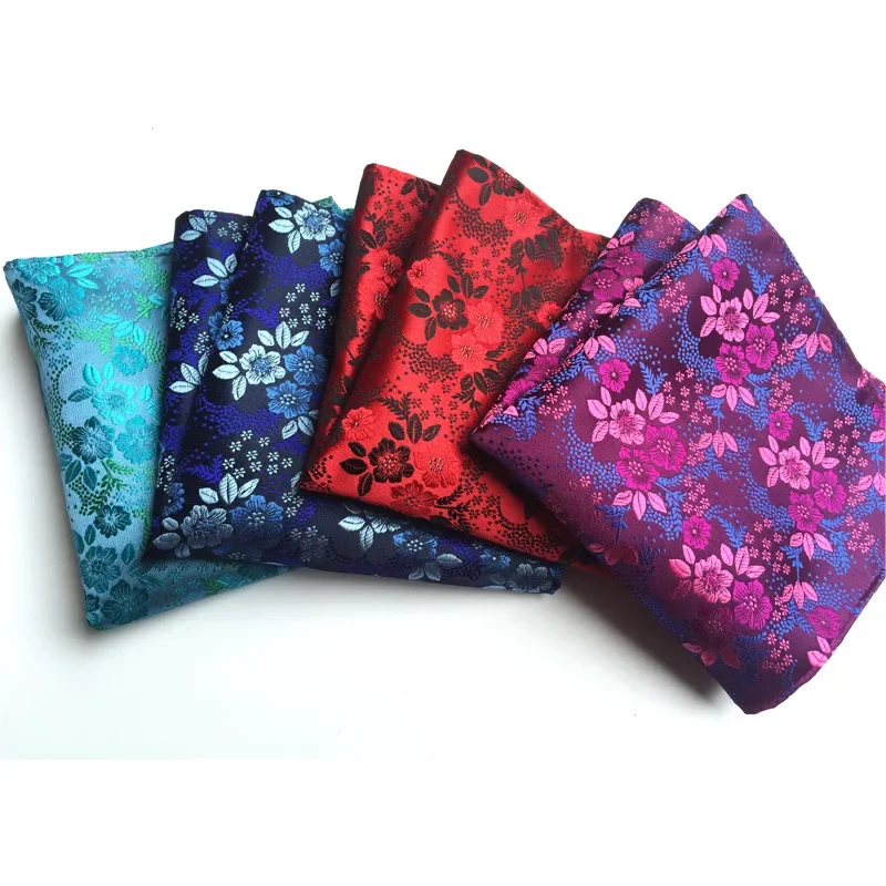 ประณีต Paisley 25 ซม.ผ้าเช็ดหน้า Plum Blossom โพลีเอสเตอร์ Hanky Fit ที่ดีที่สุดธุรกิจงานแต่งงาน Pocket Square ของขวัญวันพ่อ