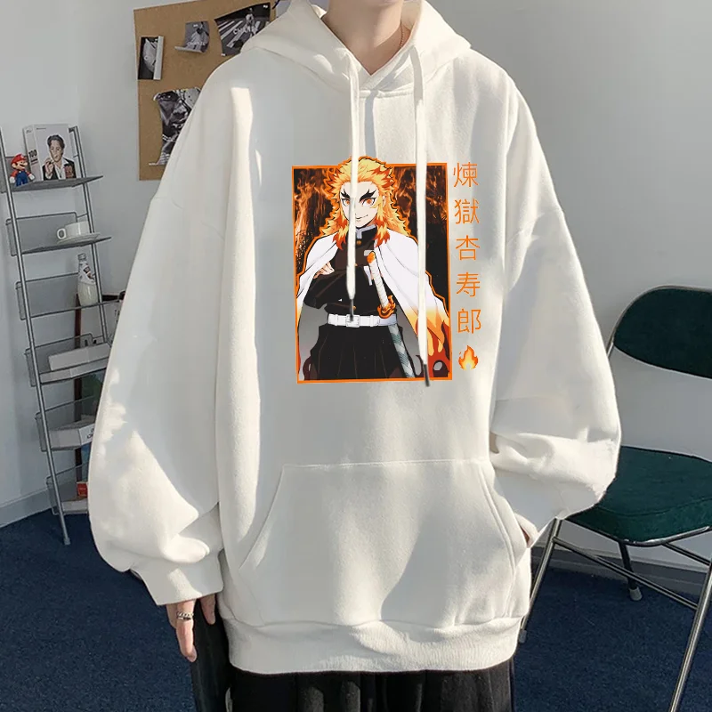 Cool Rengoku Kyoujurou Graphic Print Hoodie Unisex Outdoor Street Y2K Sweatshirt Pullover