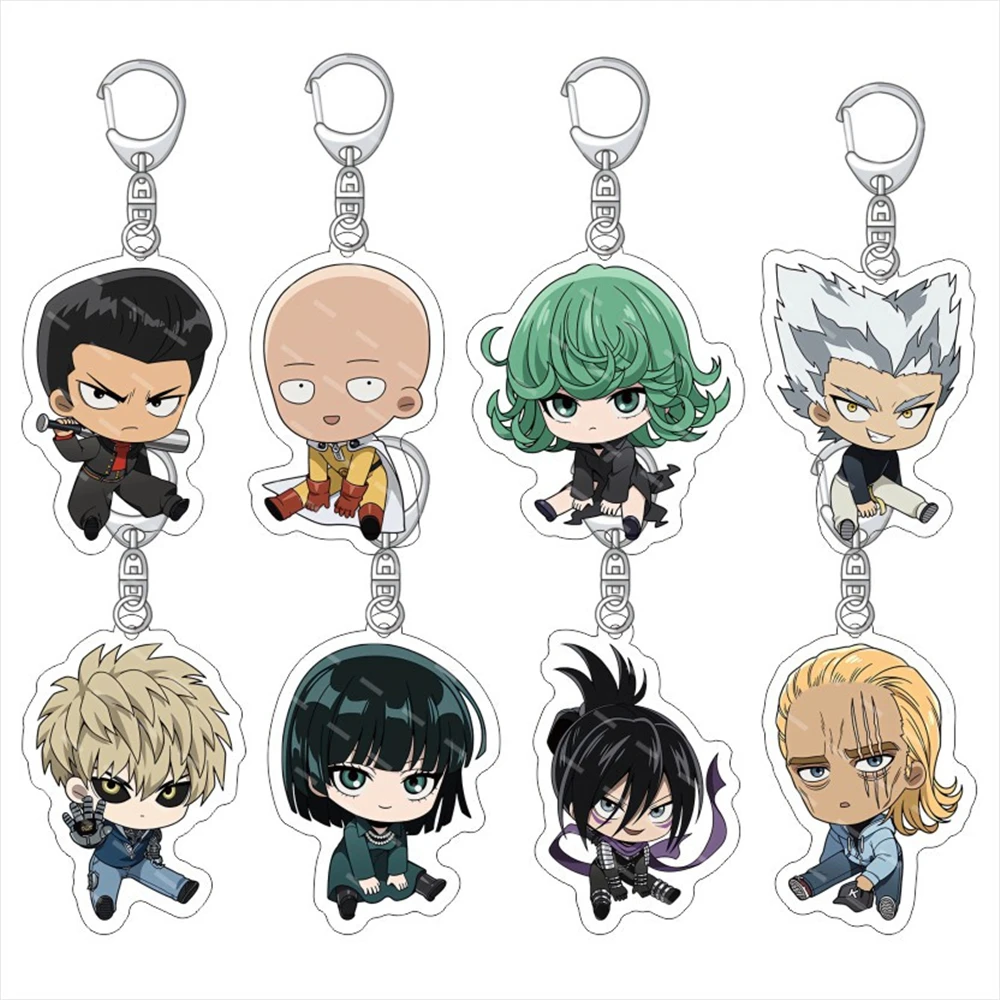 6cm 27PCS Anime one punch man Keychain Acrylic Stand Model Figure Cosplay Character Gifts Decoration Accesorios Goods