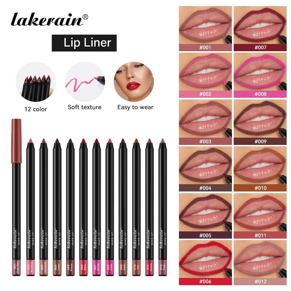 Waterproof Matte Brown Lip Liner 12 Color Long Lasting Moisturizing 2024 Lip Pencil Women Natural Lipstick Makeup Lip Cosmetic