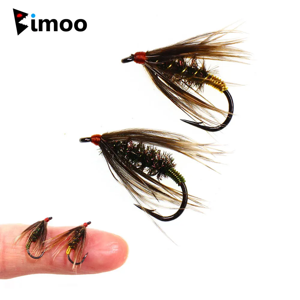 Bimoo 6 Stück # 12 weiche Hackle-Fasanenschwanz-Kupferdraht-Nymphenfliegen, künstliche Insektenköder für Barsch-, Forellen- und Schalottenfischen. – Detail 1