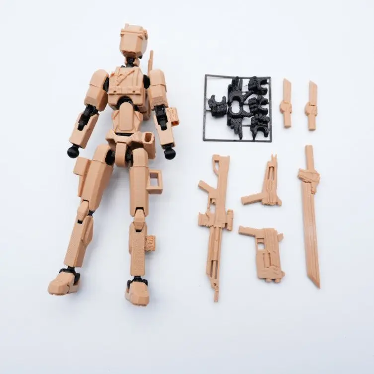 En stock Figura de acción del equipo de tortuga negra Lucky 13 impresa en 3d - Modelo de juguete para regalo completamente articulado