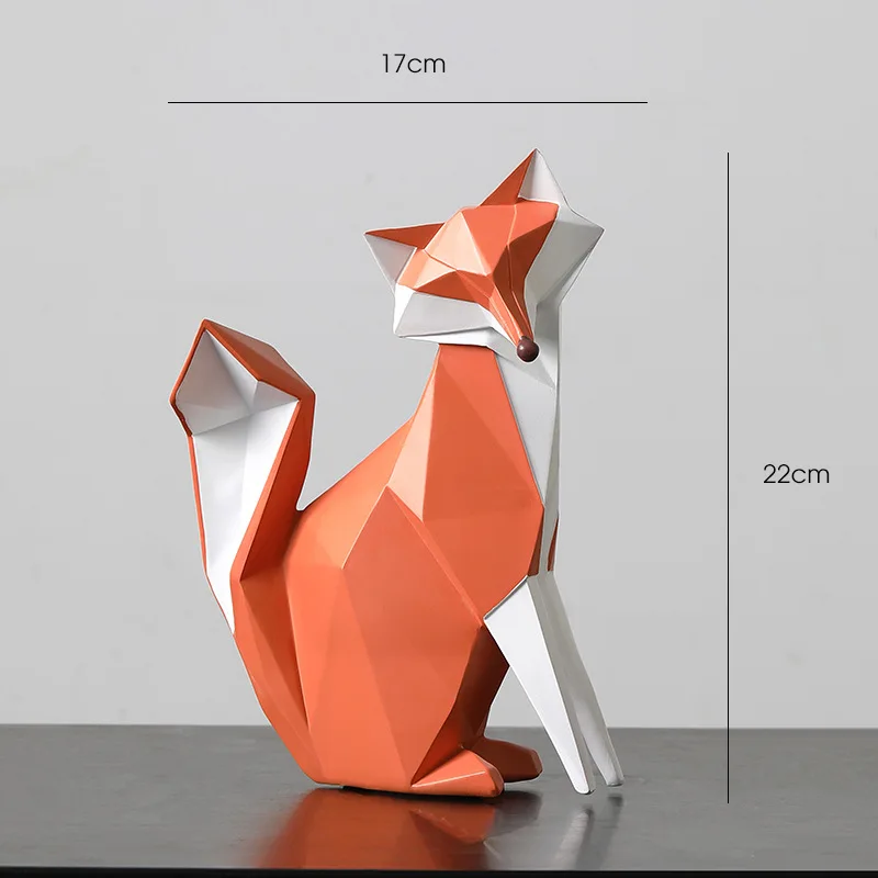 Nordic Modern Animal Resin Craft Abstract Geometric Orange Fox Figurka Statuetka Ozdoba na biurko Kreatywna dekoracja biura i domu