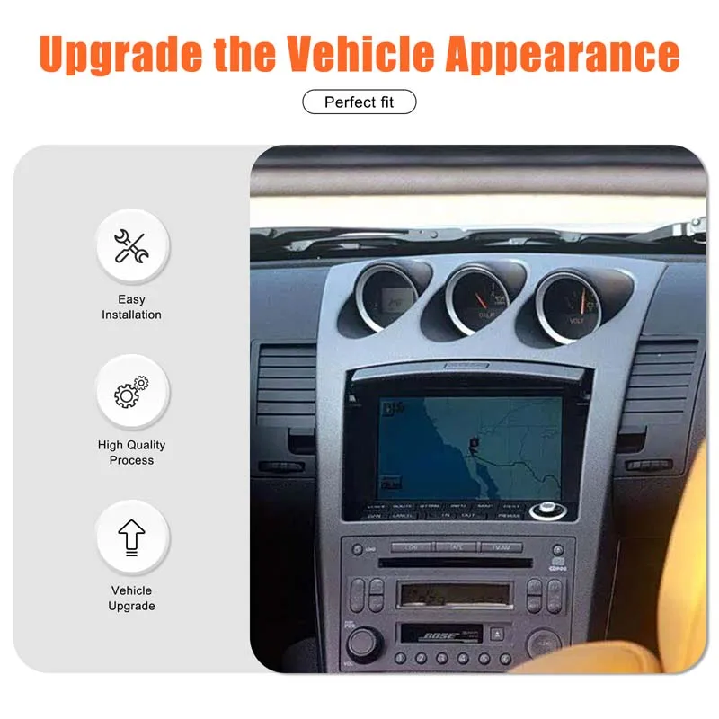 3piece set ABS carbon fiber For Nissan 350Z 2003-2006 car dashboard clock watch decorative ring sticker car interior accessories