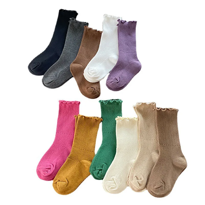 Spring Baby Girl Socks Children Knee High Ruffles Solid Cotton Long Socks Infant Newborn Summer Children Ruffles Sweet Socks