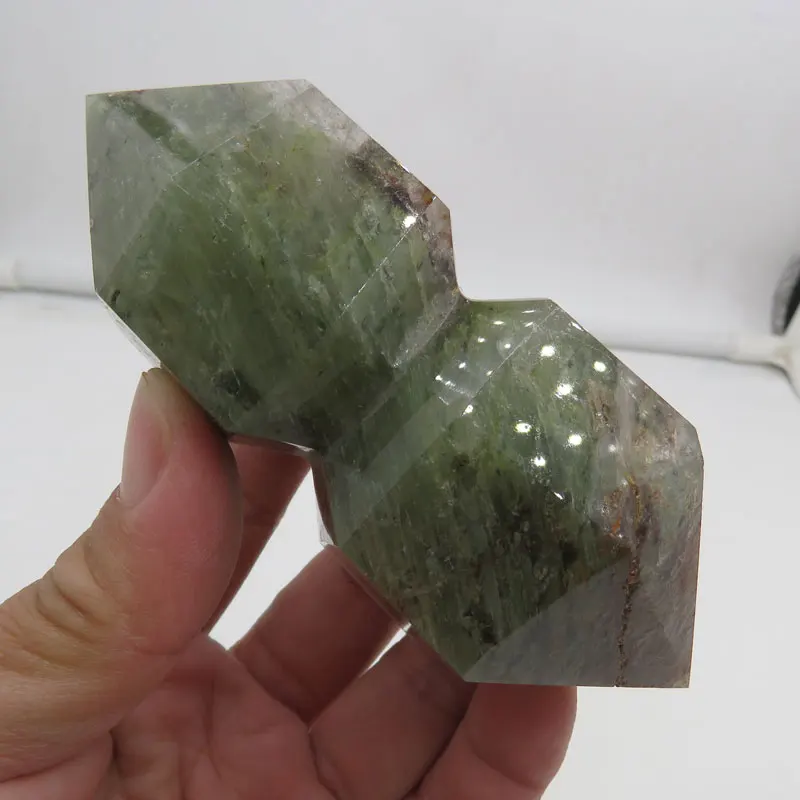 Rare 202g AAAA Natural Green Garden Quartz DT Phantom Quartz + Rainbow Crystal Double Points Full of inclusion  Reiki Healing