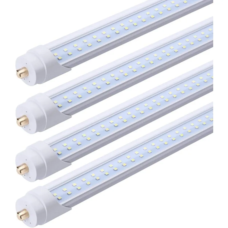 

Светодиодная трубка 8 футов, 65 Вт, одноконтактный цоколь FA8, холодный белый, 6000 К, 7500 люмен, 96-дюймовые светодиодные люминесцентные лампы, прозрачная крышка, двойной E