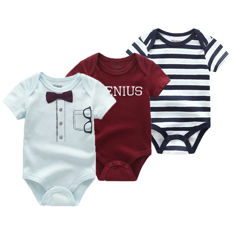 Kiddiezoom 3 Pcs/Lot Newborn Cartoon Short Sleeve Baby Boy Girl Bodysuits Soft 100%Cotton Baby Onesies Unisex Baby Clothes