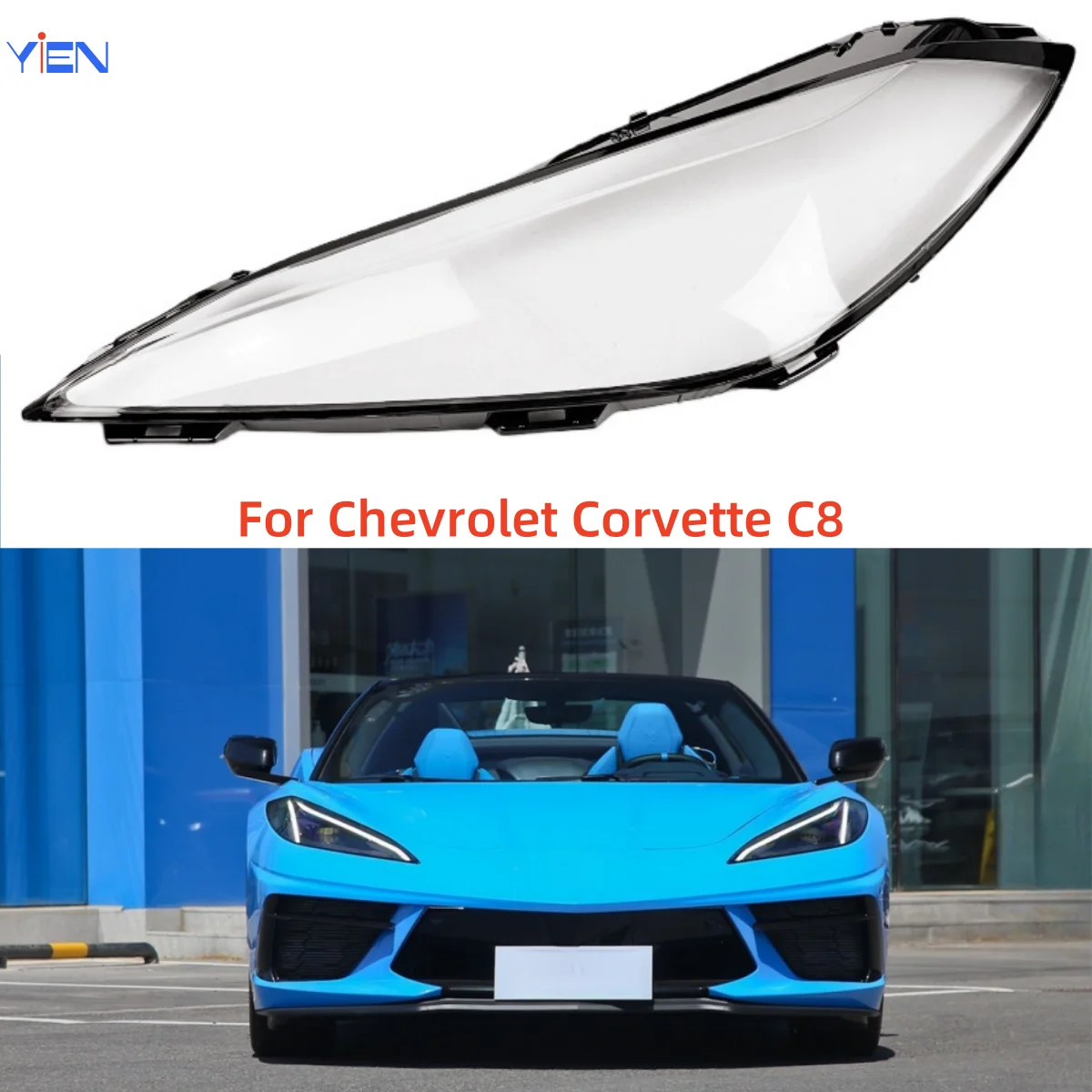 For Chevrolet Corvette C8 Headlight Lens Car Accessories Headlamp Cover Car Replacement Front Auto Shell Cover