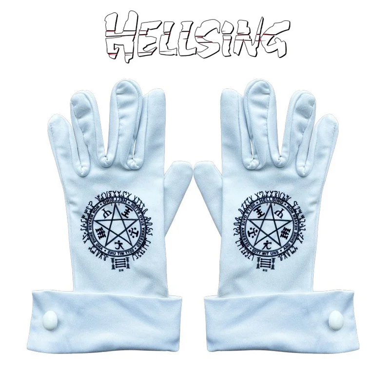Anime Hellsing Alucard Cosplay Gloves Adult White Cotton Full Finger Mittens Sweat Absorption Gloves Hands Protector Butler Prop