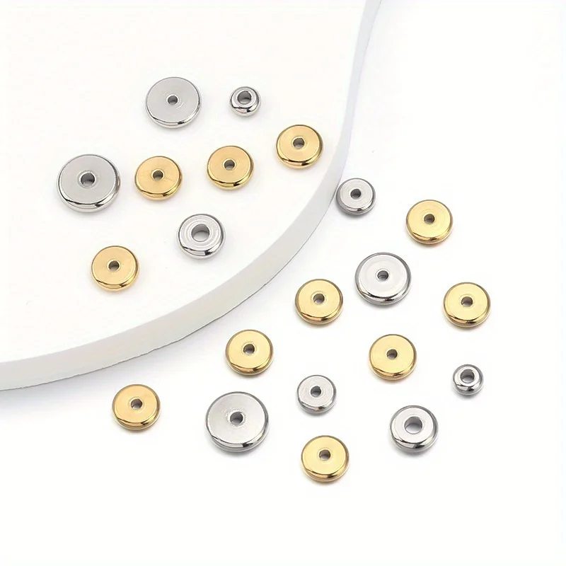 20pcs Stainless Steel Spacers Separators Wheel Beads Positioning Leather Cord Strung Abacus Flat DIY Jewelry Hole 1.5mm